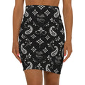 Black Paisley Pencil Skirt — 'Waffle and Berry' Patterned Midi