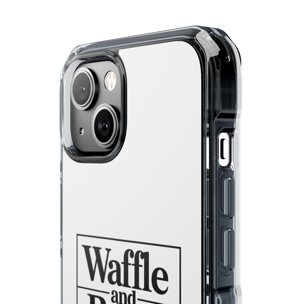 Original Waffle and Berry Clear Magnetic Phone Case — Bright Rainbow Swirl Design (Waffle and Berry text)
