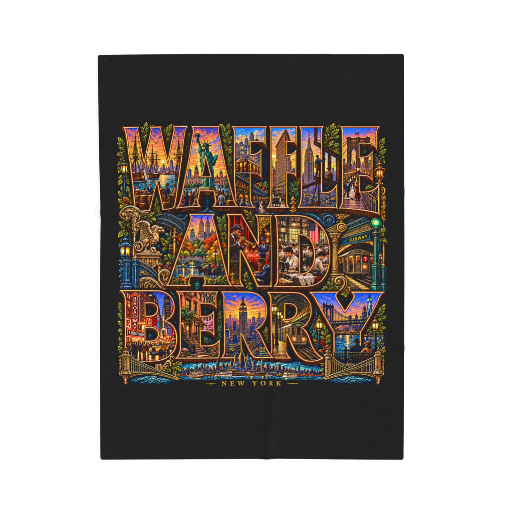 New York Plush Blanket - 'Waffle and Berry' Tropical Floral Cozy Throw