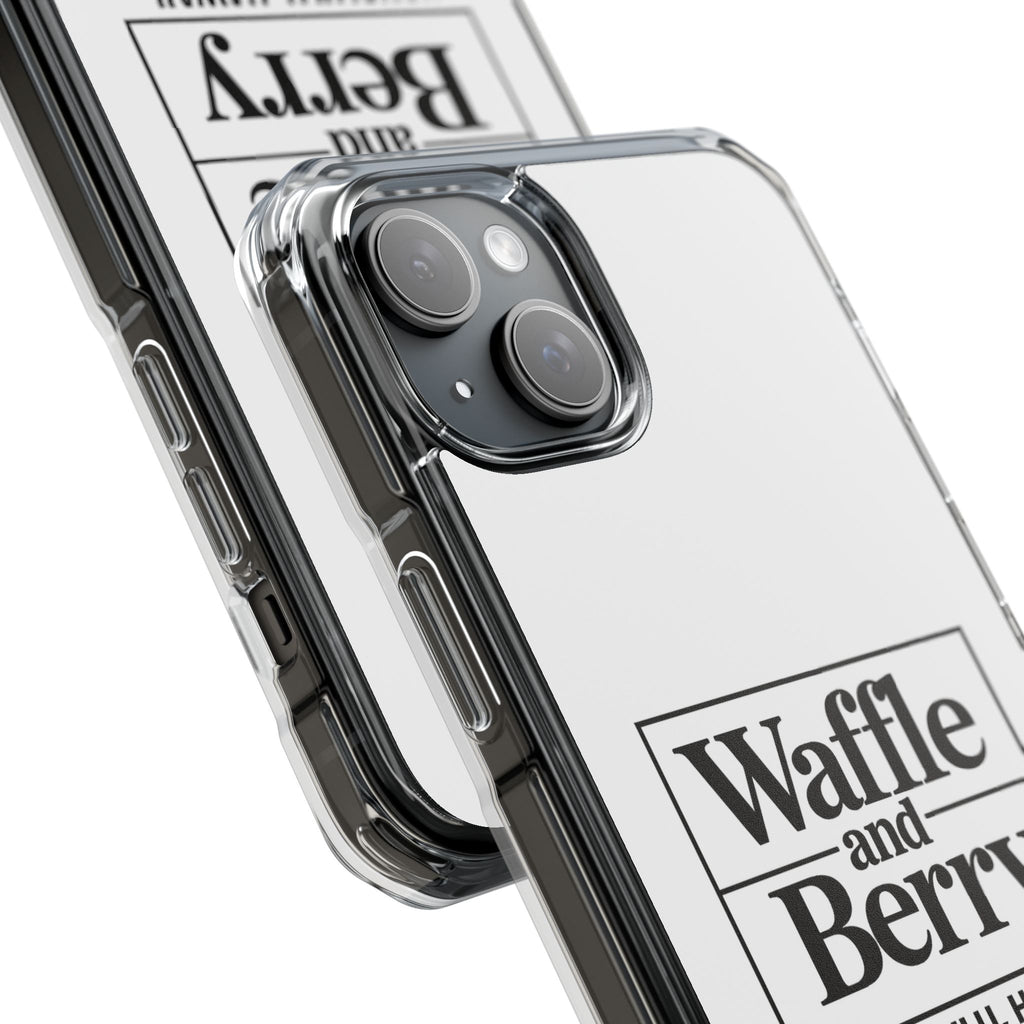 Original Waffle and Berry Clear Magnetic Phone Case — Bright Rainbow Swirl Design (Waffle and Berry text)
