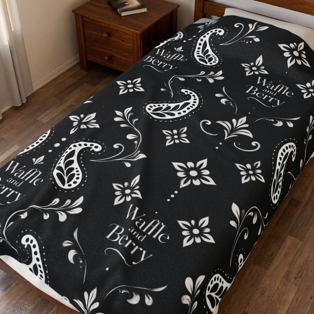 Paisley Plush Blanket - 'Waffle and Berry' Tropical Floral Cozy Throw