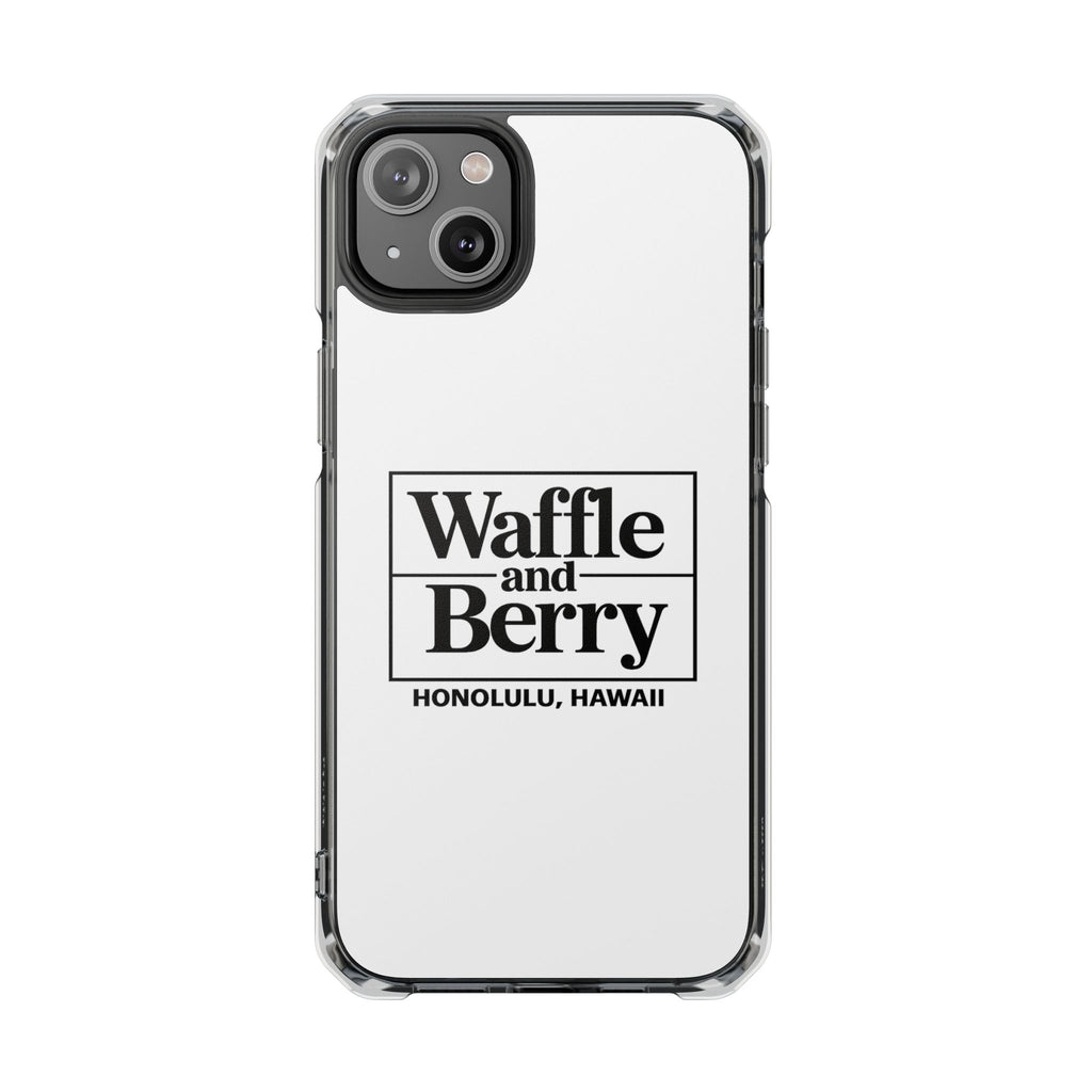 Original Waffle and Berry Clear Magnetic Phone Case — Bright Rainbow Swirl Design (Waffle and Berry text)