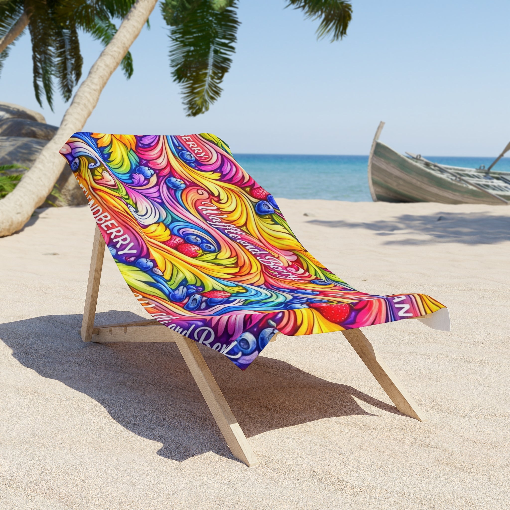 Waffle and Berry Colorful Swirl Beach Towel