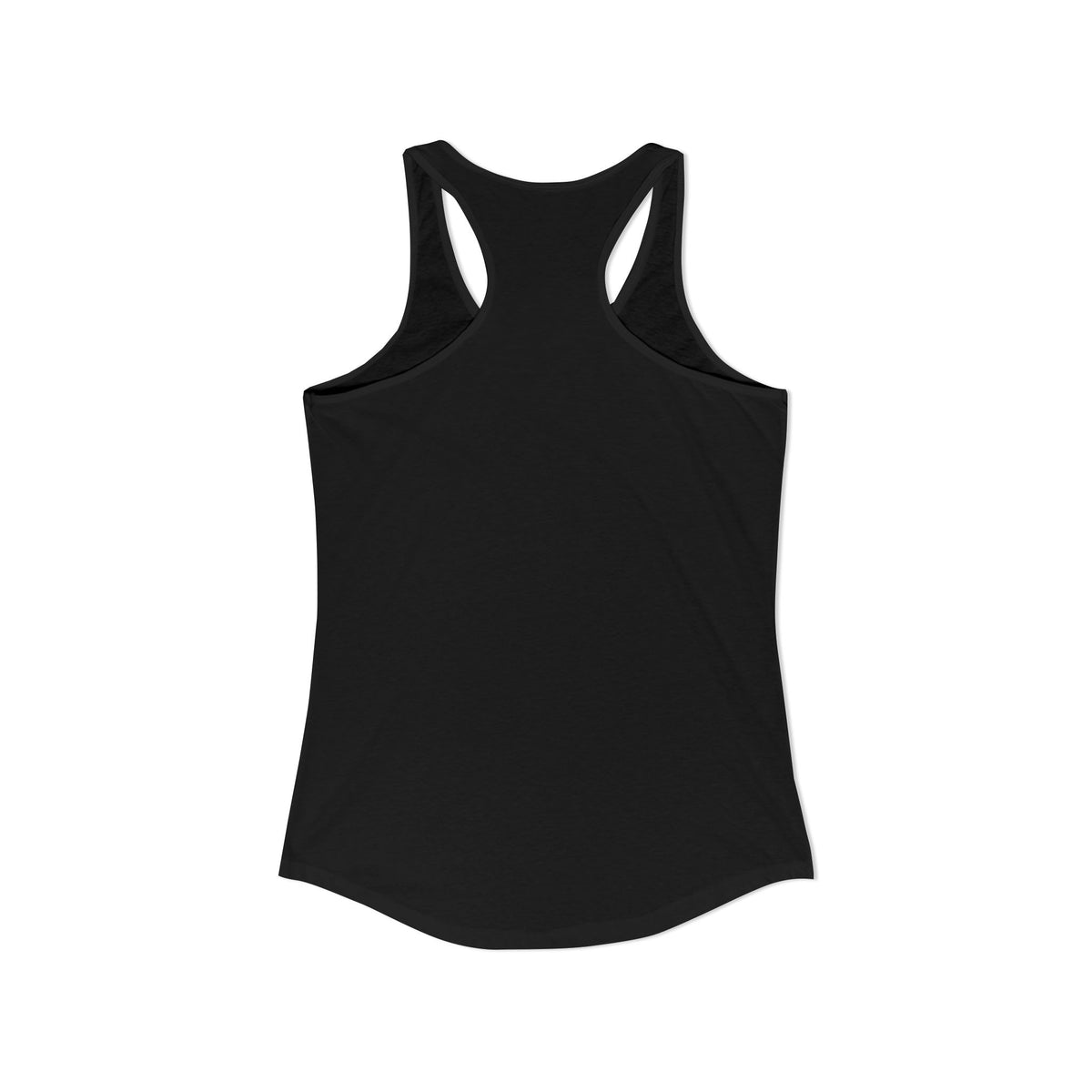 Black Paisley Racerback Tank, angled back view showing the unprinted back and racerback shape.