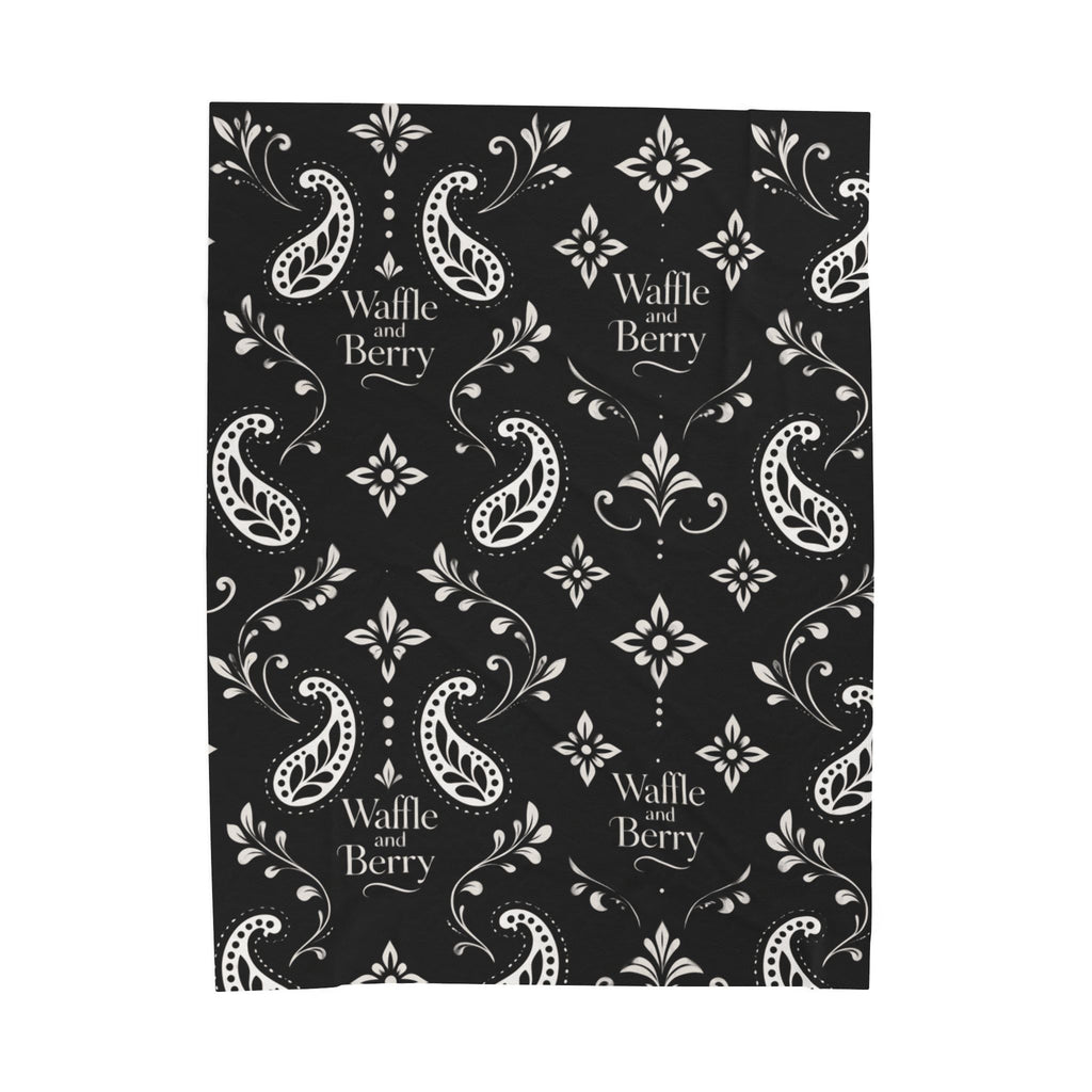 Paisley Plush Blanket - 'Waffle and Berry' Tropical Floral Cozy Throw