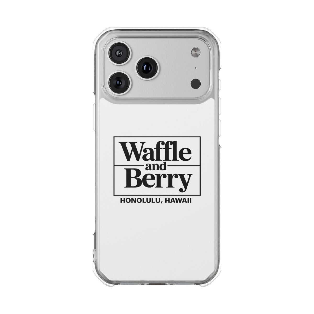 Original Waffle and Berry Clear Magnetic Phone Case — Bright Rainbow Swirl Design (Waffle and Berry text)