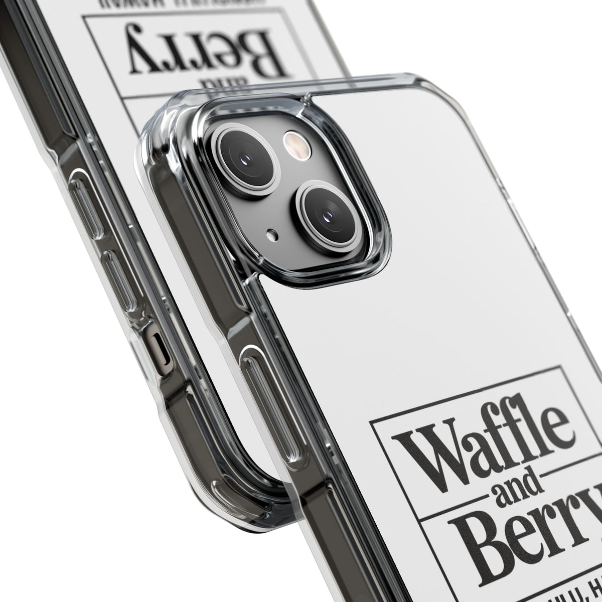 Original Waffle and Berry Clear Magnetic Phone Case — Bright Rainbow Swirl Design (Waffle and Berry text)