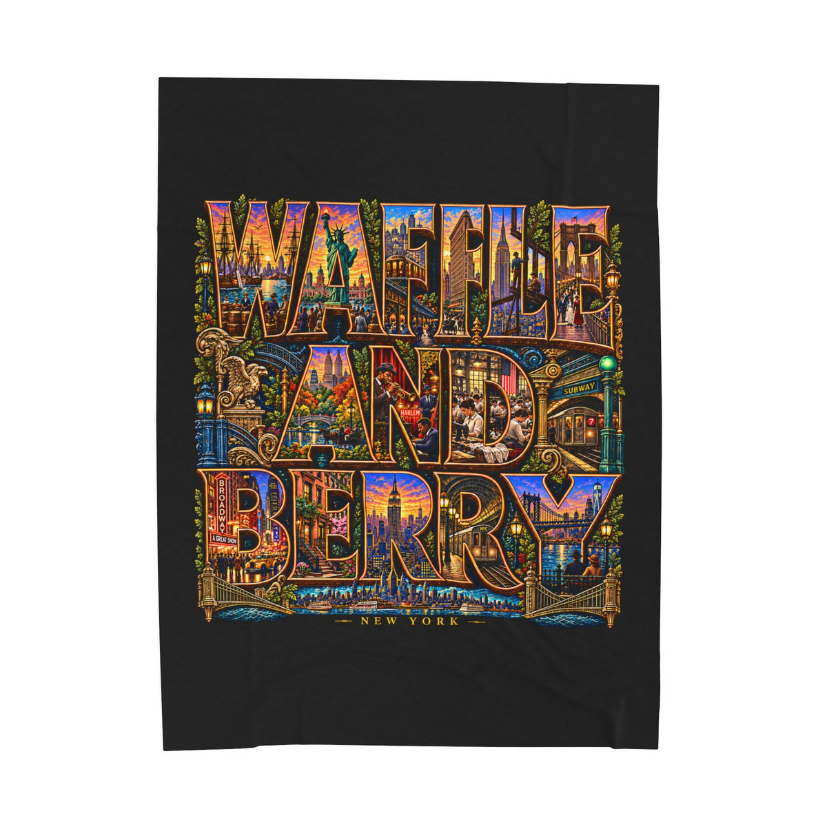New York Plush Blanket - 'Waffle and Berry' Tropical Floral Cozy Throw