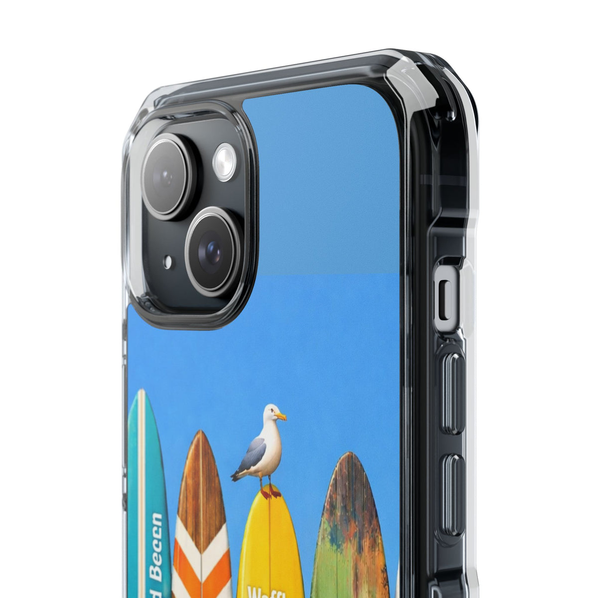Surf Clear Magnetic Phone Case — Bright Rainbow Swirl Design (Waffle and Berry text)