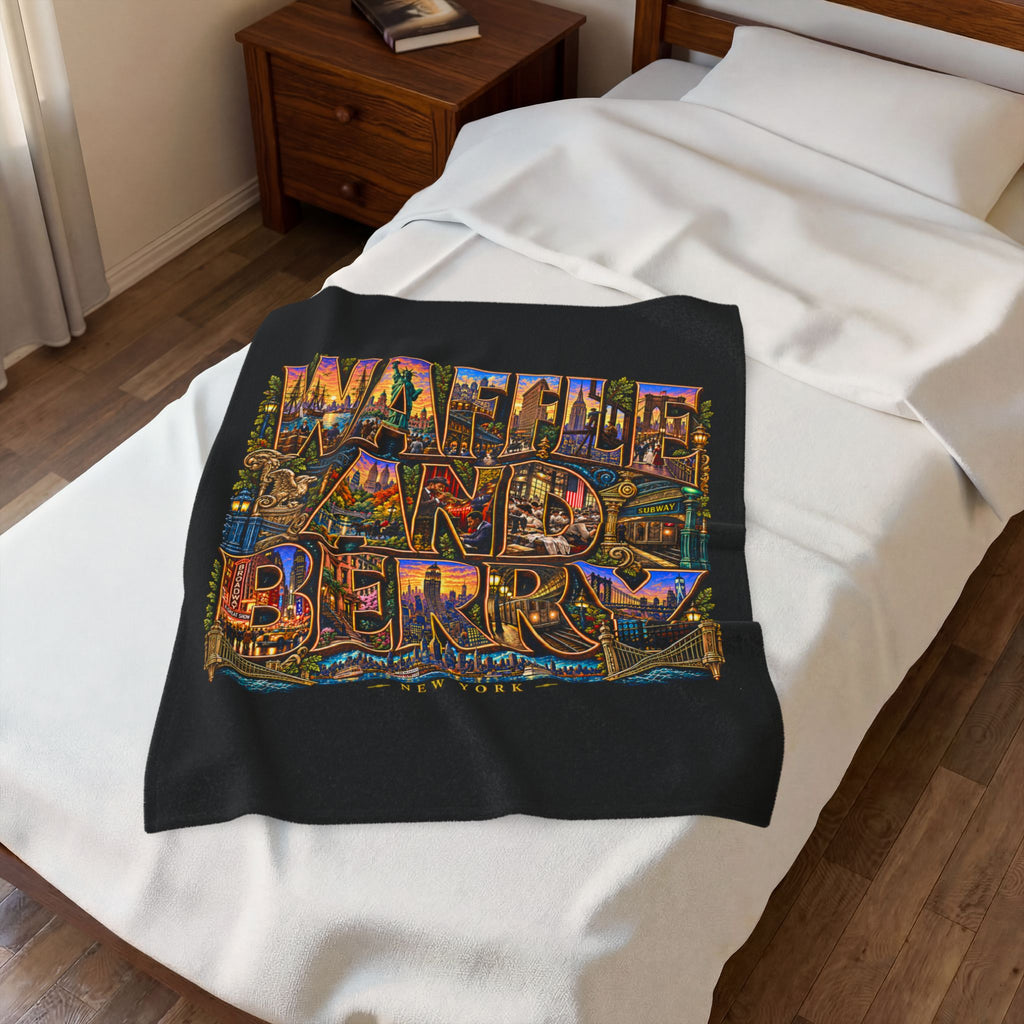 New York Plush Blanket - 'Waffle and Berry' Tropical Floral Cozy Throw