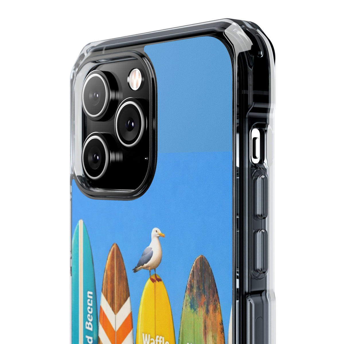 Surf Clear Magnetic Phone Case — Bright Rainbow Swirl Design (Waffle and Berry text)