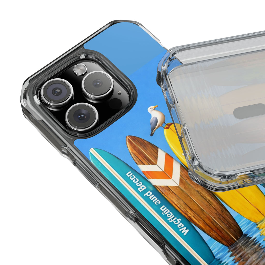 Surf Clear Magnetic Phone Case — Bright Rainbow Swirl Design (Waffle and Berry text)