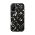 Paisley Clear Magnetic Phone Case — Bright Rainbow Swirl Design (Waffle and Berry text)