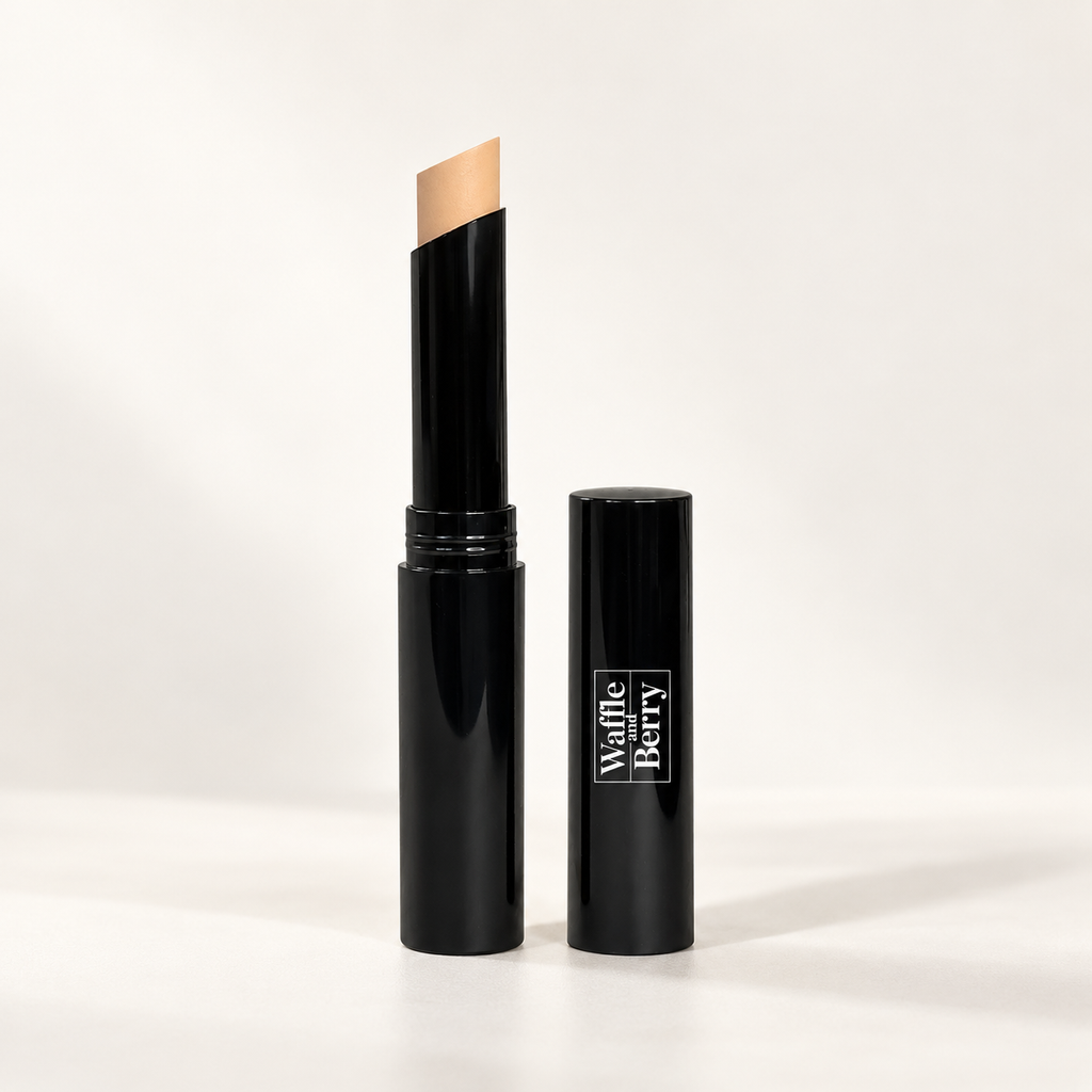 AI-generated editorial illustration of Butter LW1 concealer product detail. Not evidence of coverage or skin results; styling props not included. Refer to supplier product image and shade chart.