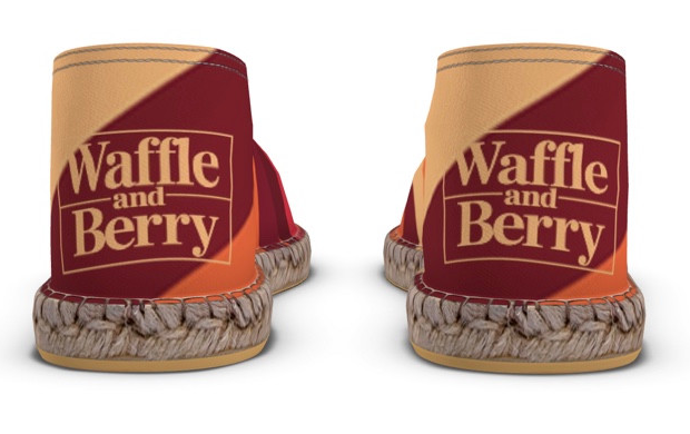 Solar Current Espadrilles rear view showing Waffle and Berry heel logos; cropped supplier preview screenshot.