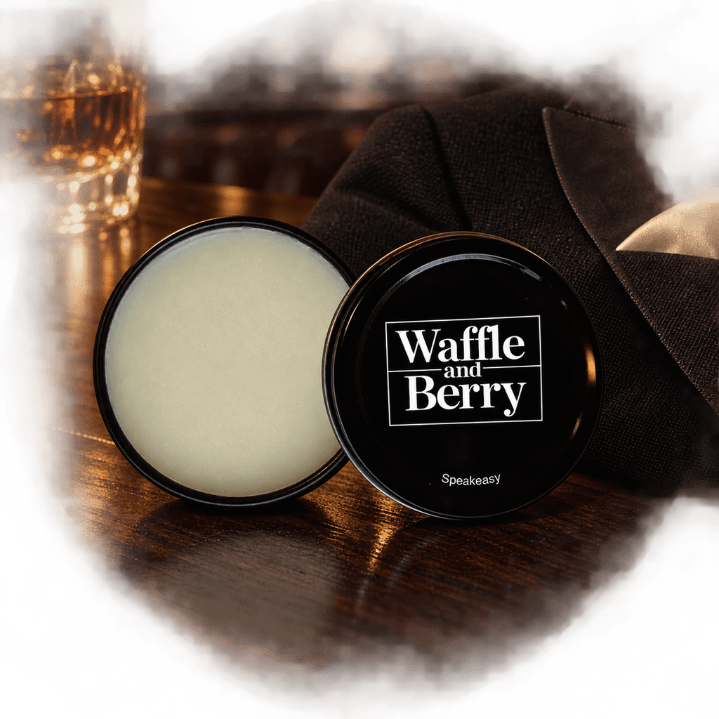 Speakeasy solid fragrance on an evening table