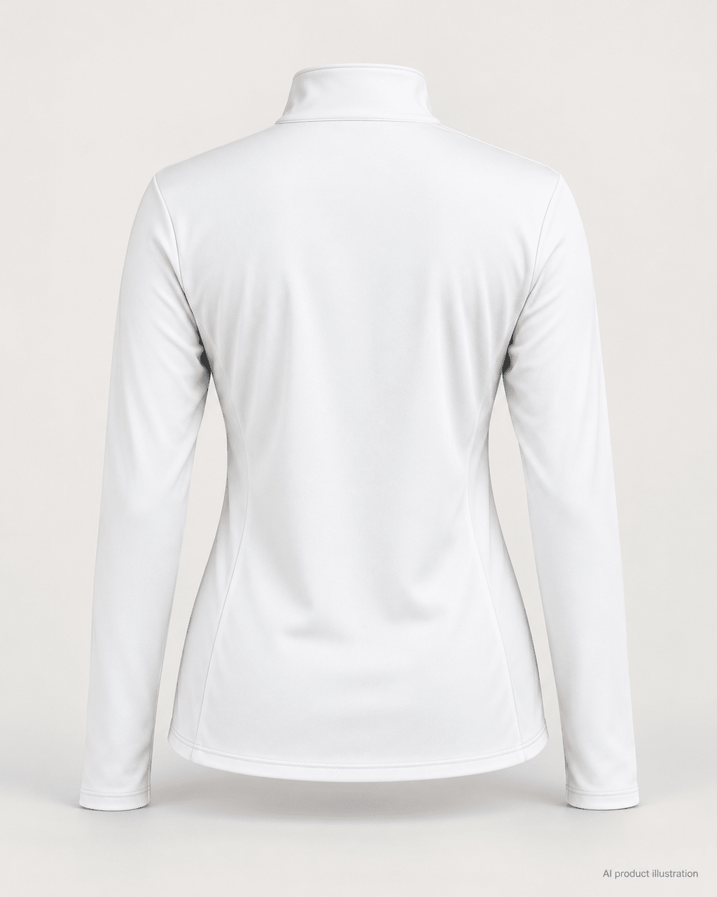 AI product illustration: plain back of the white Waffle and Berry women's quarter-zip, based on the original garment reference.